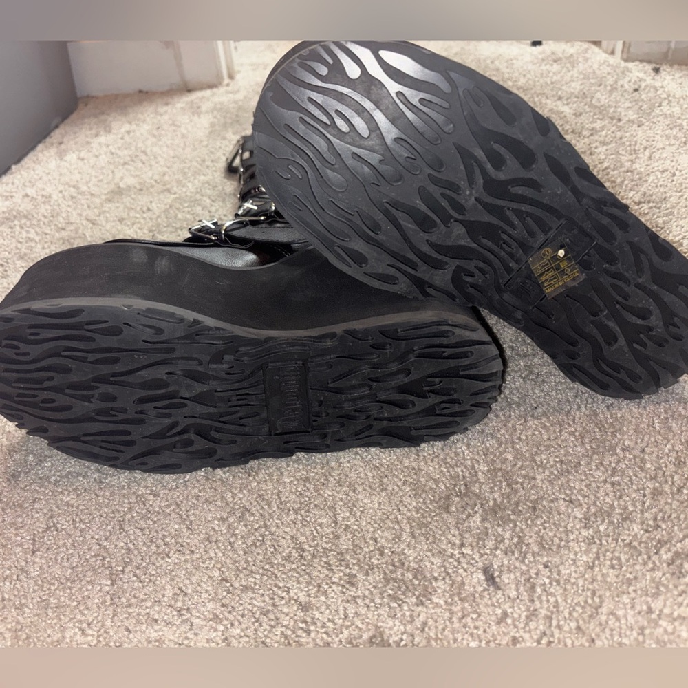 Trinity Black Platform Boots Multiple Buckle Stra… - image 8